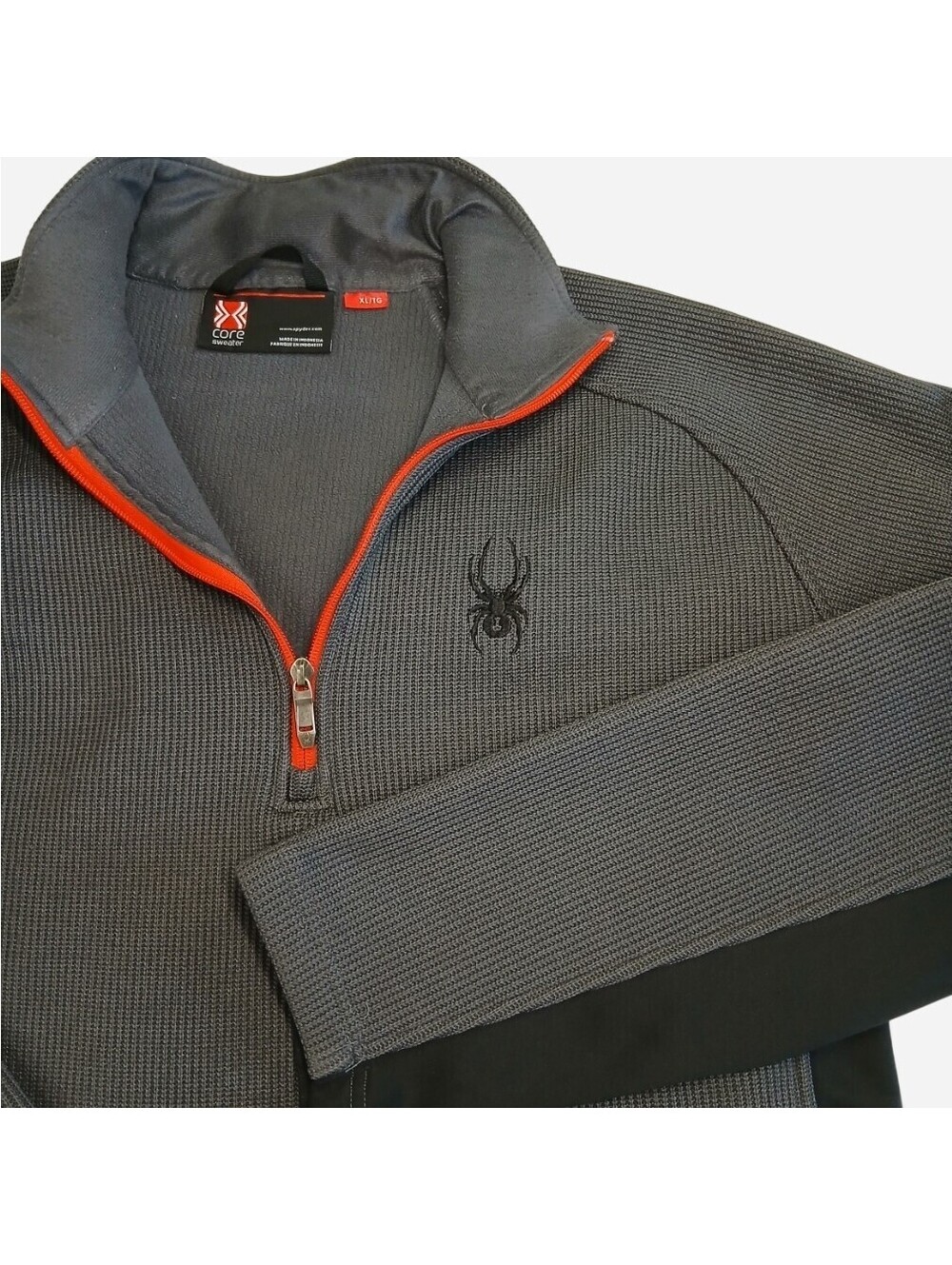 Spyder Core Sweater 1/4 Zip Pullover XL Gray Black Red Trim Gorpcore Outdoorsy